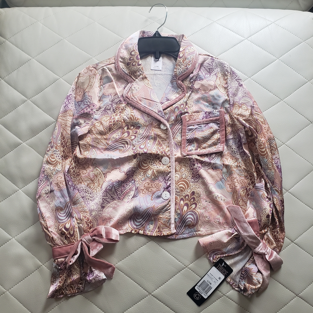 Truce Big Girls Satin Velvet Trim Top Size 16